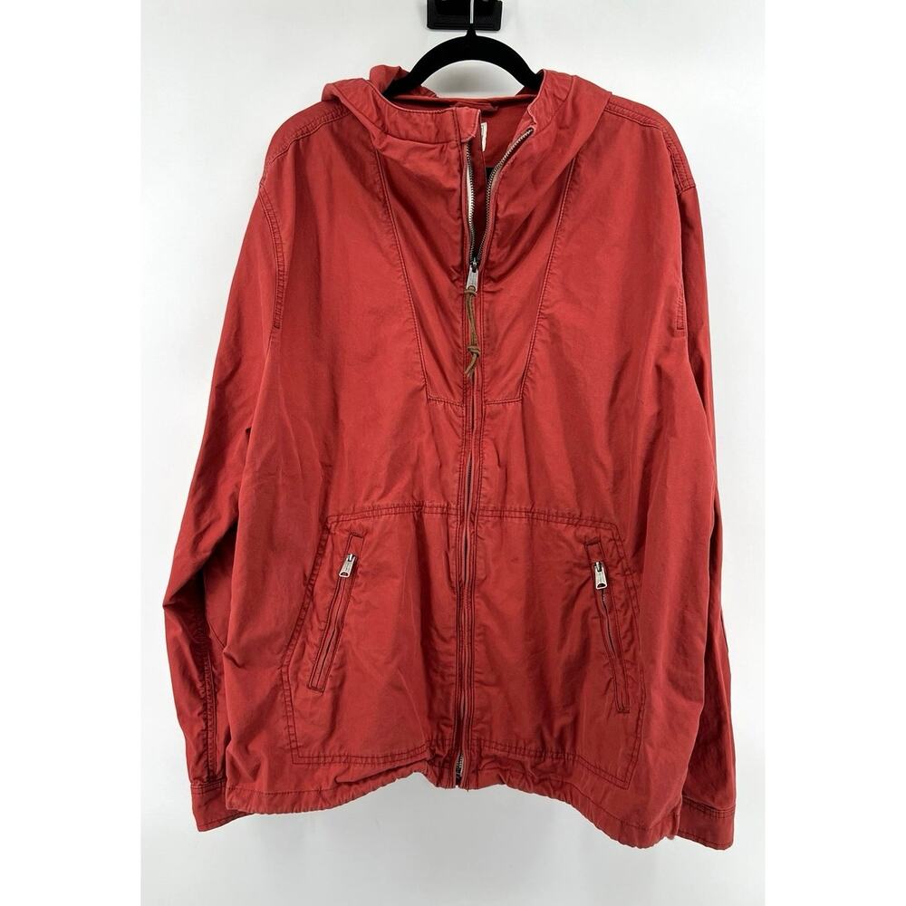 Lucky Brand Women's Full Zip Hooded Jacket Size XXL Red Outdoors Gorpcore Cotton